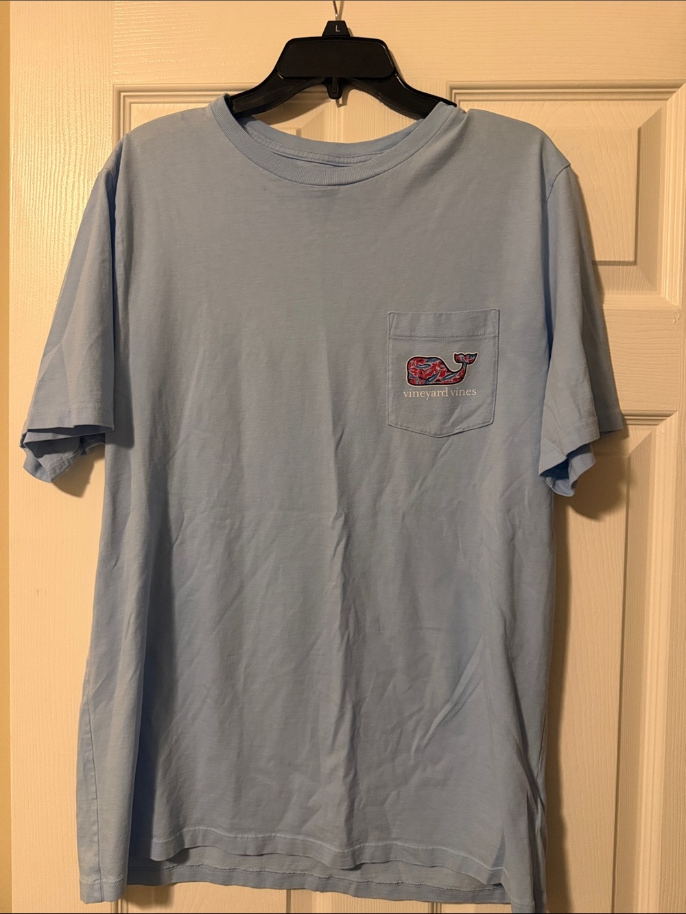 Vineyard Vines Light Blue Short-Sleeve Pocket Tee with Whale Emblem